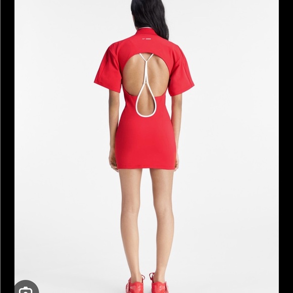 Jacquemus x Nike Red Mini Bodycon Dress with Short Sleeves - Picture 2 of 5